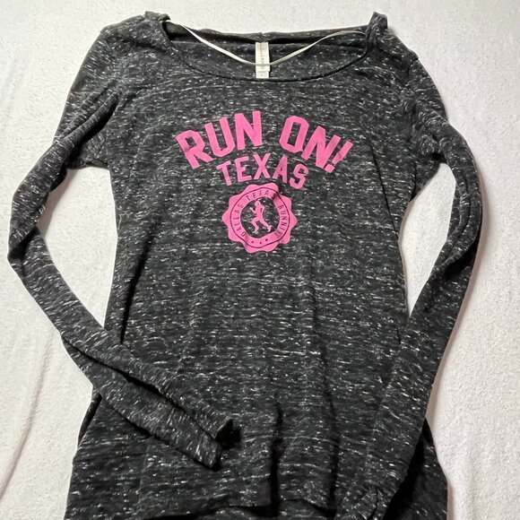 Run On Texas Women’s Hoodie Shirt – Size Medium –Polyester Blend - Good Cond - Picture 1 of 9